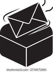 Black and white envelope with steam lines and a flame on