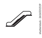 Black and white escalator icon.