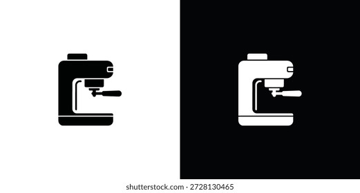 Preto e branco de uma máquina de expresso em fundos contrastantes Palavras-chave: máquina de expresso