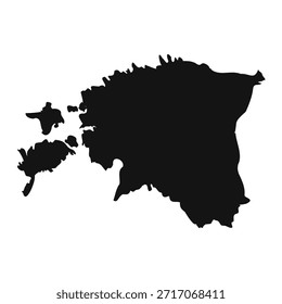 Mapa simples de Estônia preto e branco