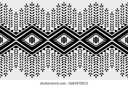 Black and white Ethic Fabric pattern textile design. fabric texture clothing tribal. Seamless African Moroccan native fabric textile.
