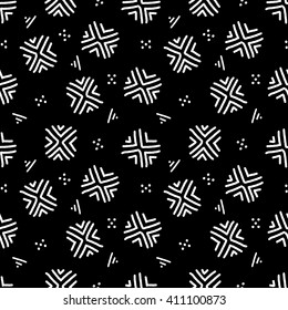 Black and white ethnic aztec geometric seamless pattern, vector