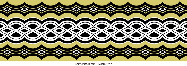 Black White Ethnic Geometric Pattern Border Exotic Style African Mexican Native American Indian Oriental Print Vector Graphics Coloring Design