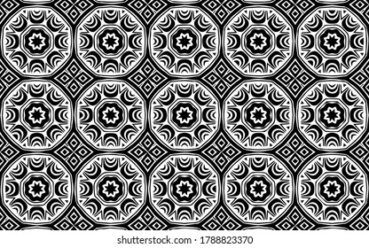 Black and white ethnic geometric pattern background in African, Mexican, Native American and oriental print style with traditional geometric shapes and lines for design and decor decoration.Vector gra