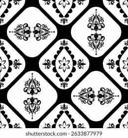 black and white ethnic geometric  seamless pattern, design for decorative, wall, wallpaper, wrapping paper, fabric, silk, scarf, book, wall, backdrop and etc., abstract background.