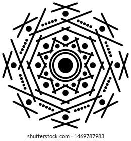 Black and white ethnic mandala for coloring page. Vector illustration