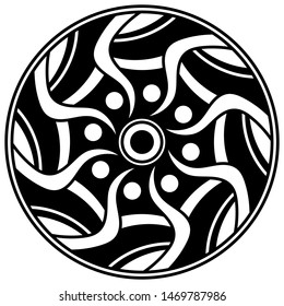 Black and white ethnic mandala for coloring page. Vector illustration