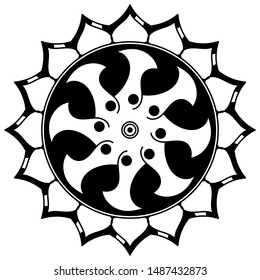 Black and white ethnic mandala for coloring page. Vector illustration
