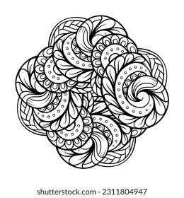 Patrón de mandala étnica negra y blanca. página de recolección de antiestrés.
