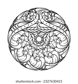 Patrón de mandala étnica negra y blanca. página de recolección de antiestrés.