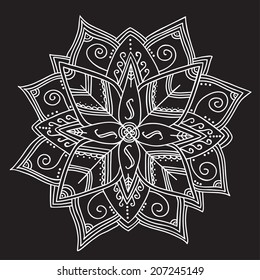 Black and white ethnic mandala. Vector element for your design. Lace pattern
