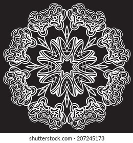 Black and white ethnic mandala. Vector element for your design. Lace pattern