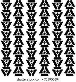 Black and white ethnic pattern. Abstract geometric vector seamless pattern. Black triangle on white background. Tribal seamless pattern tile. Textile or wallpaper boho pattern. African surface design