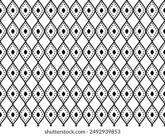 Black and white ethnic pattern, seamless hand-drawn background, folk motif, print for decoration and printing on fabric paper