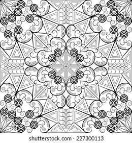 Black and white ethnic patterned background. Arabesque ornament