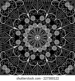 Black and white ethnic patterned background. Arabesque ornament