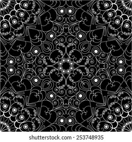 Black and white ethnic patterned background. Arabesque ornament