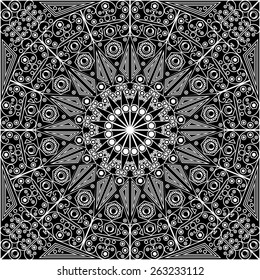 Black and white ethnic patterned background. Arabesque ornament