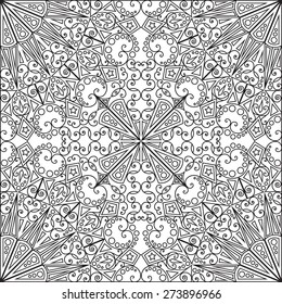 Black and white ethnic patterned background. Arabesque ornament