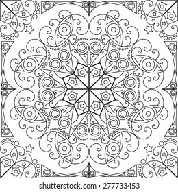 Black and white ethnic patterned background. Arabesque ornament