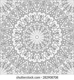 Black and white ethnic patterned background. Arabesque ornament