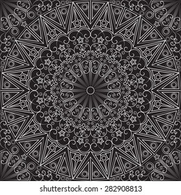 Black and white ethnic patterned background. Arabesque ornament