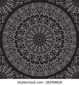 Black and white ethnic patterned background. Arabesque ornament