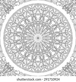 Black and white ethnic patterned background. Arabesque ornament