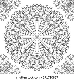 Black and white ethnic patterned background. Arabesque ornament