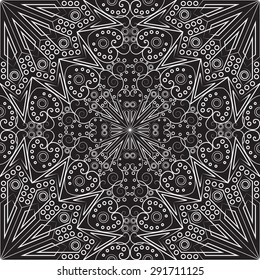 Black and white ethnic patterned background. Arabesque ornament