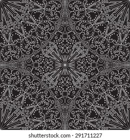 Black and white ethnic patterned background. Arabesque ornament