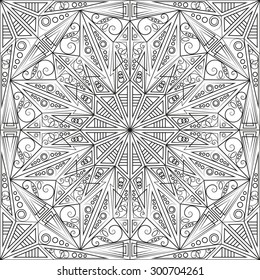 Black and white ethnic patterned background. Arabesque ornament