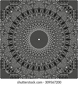 Black and white ethnic patterned background. Arabesque ornament