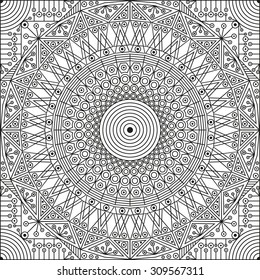 Black and white ethnic patterned background. Arabesque ornament