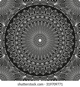 Black and white ethnic patterned background. Arabesque ornament