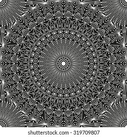 Black and white ethnic patterned background. Arabesque ornament