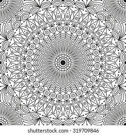 Black and white ethnic patterned background. Arabesque ornament
