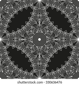 Black and white ethnic patterned background. Arabesque ornament