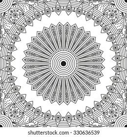 Black and white ethnic patterned background. Arabesque ornament