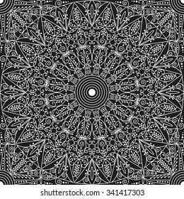 Black and white ethnic patterned background. Arabesque ornament