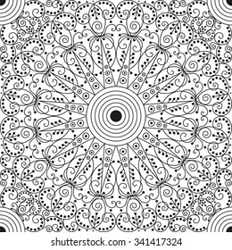Black and white ethnic patterned background. Arabesque ornament