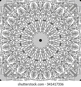 Black and white ethnic patterned background. Arabesque ornament