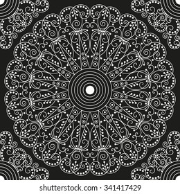 Black and white ethnic patterned background. Arabesque ornament