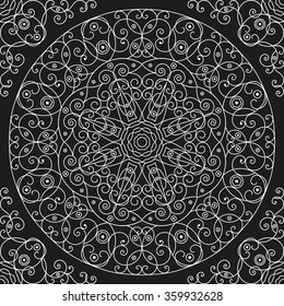 Black and white ethnic patterned background. Arabesque ornament