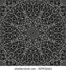 Black and white ethnic patterned background. Arabesque ornament