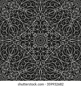 Black and white ethnic patterned background. Arabesque ornament