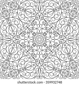 Black and white ethnic patterned background. Arabesque ornament