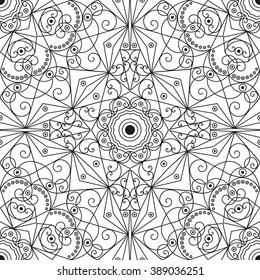 Black and white ethnic patterned background. Arabesque ornament