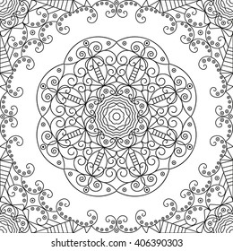 Black and white ethnic patterned background. Arabesque ornament