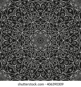 Black and white ethnic patterned background. Arabesque ornament